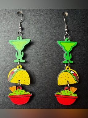 Taco, Margarita, Chips & Guac Mexican Food Dangle Earrings 🌮🥑 Cinco De Mayo
